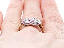 1920s Ruby and Yellow Gold Ring on the hand