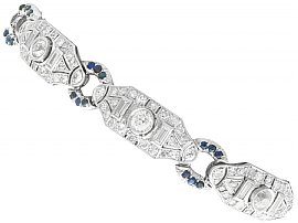 6.21ct Diamond and 0.69ct Sapphire, Platinum Bracelet - Art Deco - Antique Circa 1930