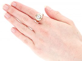 Gold Art Deco Diamond Solitaire Ring Wearing 