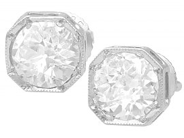 2.02ct Diamond and Platinum Stud Earrings - Antique and Contemporary