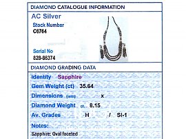 Vintage Sapphire and Diamond Jewellery Set Grading Data