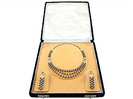 Sapphire and Diamond Necklace and Earrings Set Boxed