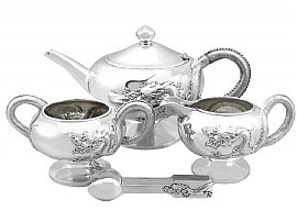Chinese Export Silver Three Piece Tea Service - Antique Circa 1900; C6786