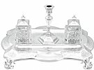 Sterling Silver and Glass Inkstand / Desk Standish - Antique Victorian (1881)