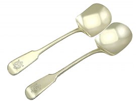 Sterling Silver Gilt Fiddle Thread and Drop Ice Cream Servers - Antique George IV (1823)