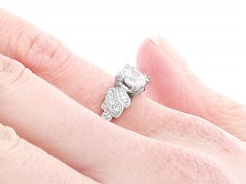Antique Diamond Set Shoulder Solitaire Ring Wearing Image