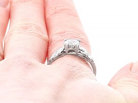 Antique Diamond Solitaire Ring on the finger