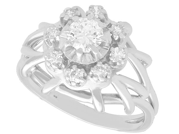 15ct White Gold Diamond Cluster Ring 