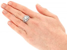 15ct White Gold Diamond Cluster Ring Wearing 