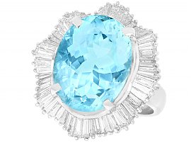 Aquamarine and Diamond Cluster Ring UK