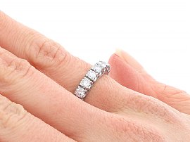Platinum Full Diamond Eternity Ring on hand 