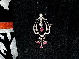 Antique Pendant with Diamonds Being Worn