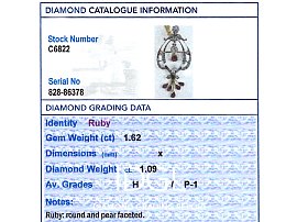 Victorian Ruby Pendant with Diamonds Grading