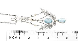Diamond Pearl and Aquamarine Pendant 