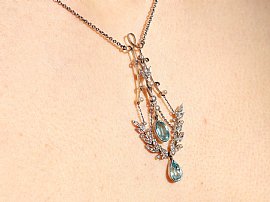 Aquamarine Necklace on the neck