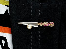 Vintage Sword Brooch Wearing Image