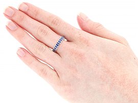 Wearing 18ct White Gold Sapphire Eternity Ring 