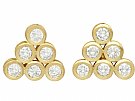 1.56ct Diamond and 18ct Yellow Gold Triangular Earrings - Vintage French Import Circa 1980