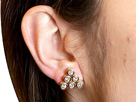 Triangular Diamond Earrings Wearing Image