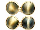 18.20 ct Tigers Eye and 18 ct Yellow Gold Cufflinks -  Antique Circa 1895
