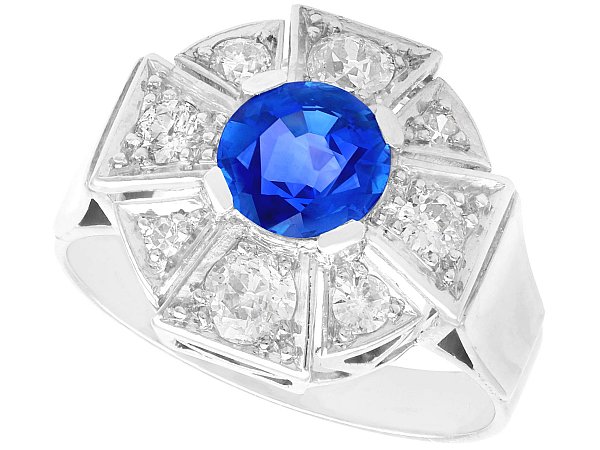 Burma Blue Sapphire Ring with Diamonds