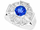 1.69ct Burmese Sapphire and 1.15ct Diamond, 18ct White Gold Cluster Ring - Antique Circa 1930