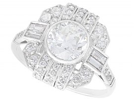 1.78ct Diamond and Platinum Dress Ring - Art Deco Style - Antique and Contemporary