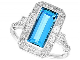 1.97 ct Aquamarine and 0.94 ct Diamond, Platinum Dress Ring - Antique and Contemporary