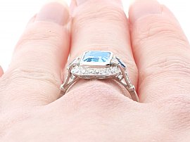 Emerald Cut Aquamarine Ring with Diamonds