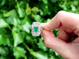 Emerald and Diamond Dress Ring Platinum