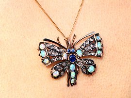 Antique Opal Butterfly Pendant