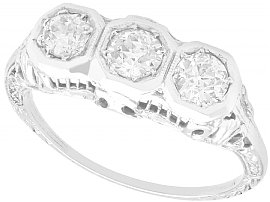 1.03ct Diamond and 18ct White Gold Trilogy Ring - Antique Circa 1925