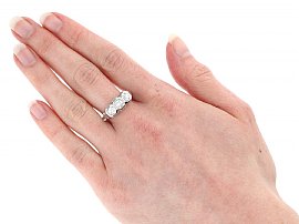 1 Carat 3 Stone Diamond Ring Wearing Image
