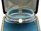Natural Saltwater Pearl and 2.82ct Diamond, 15ct Rose Gold Bangle - Antique Circa 1890
