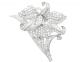 15.32ct Diamond and Platinum Floral Brooch - Antique Circa 1935