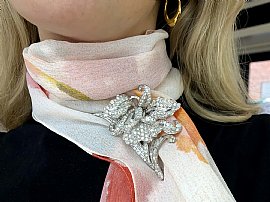 Large Diamond Floral Brooch Wearing