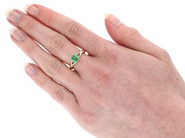 Square Cut Emerald Ring For Sale Wearing Image