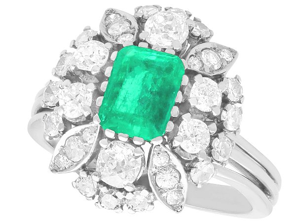 Emerald and Diamond Cluster Ring UK