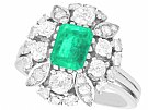 2.05 ct Emerald and 1.99 ct Diamond, Platinum Dress Ring - Antique Circa 1935