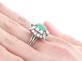 Antique Emerald Diamond Ring on the Hand