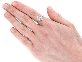 Art Deco Dress Ring with Diamonds Wearing Image