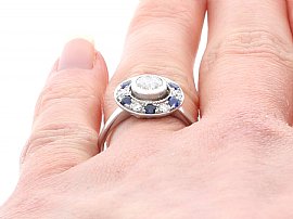 Sapphire Halo Ring on the Hand
