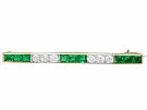 0.60 ct Diamond and 1.05 ct Emerald, 15 ct Yellow Gold Brooch - Antique Circa 1925