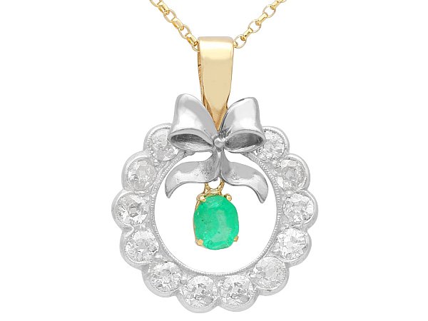 Emerald and Diamond Pendant for Sale 