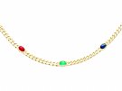 1.80ct Sapphire, 1.80ct Ruby and 1.60ct Emerald, 18ct Yellow Gold Necklace - Vintage Circa 1980