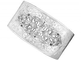 3.07ct Diamond and 14ct White Gold Bangle Cuff - Antique Circa 1935