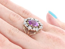 Antique Amethyst Ring on the Hand