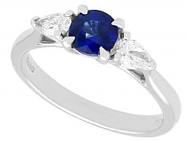 0.57ct Sapphire and 0.32ct Diamond, Platinum Trilogy Ring - Contemporary Circa 2000 