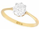 0.88ct Diamond and 18ct Yellow Gold Solitaire Ring - Antique Circa 1900