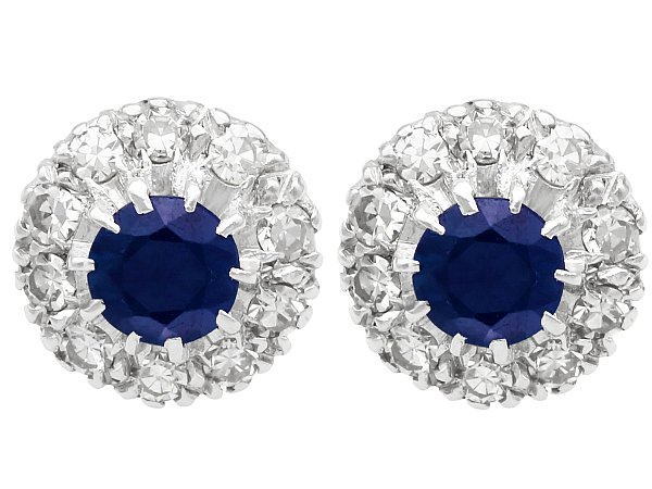 Vintage Blue Sapphire Cluster Earrings